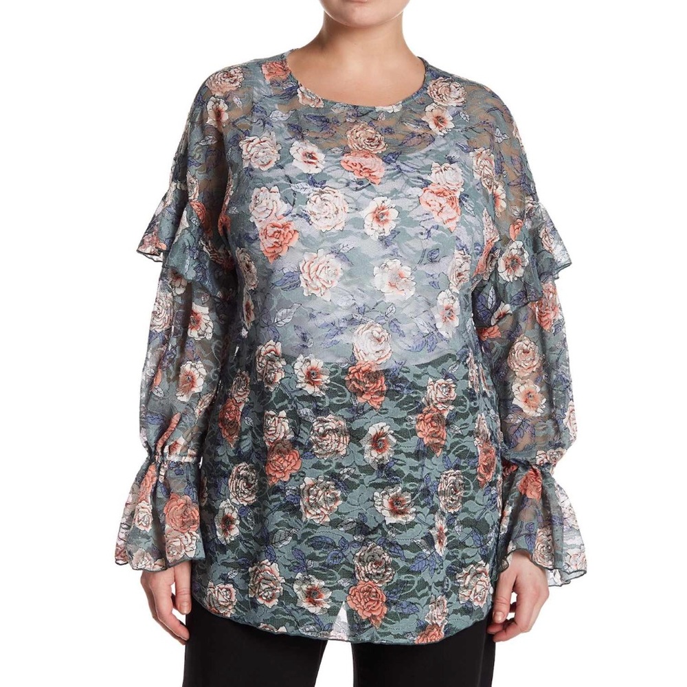 Melrose and Market floral print lace blouse